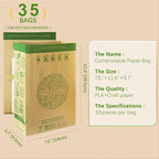 Hytrend-Kitchen Food Waste Bag-35 Bags-%100 Compostable paper Bag - Image 2