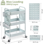 TOOLF 3-Tier Rolling Cart, Metal Utility Storage Cart - Image 6