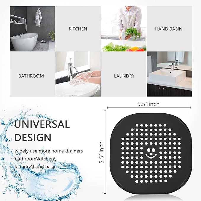 2 Pack Drain Cover Hair Catcher Silicone Drain Protector Hair Stopper - Image 6
