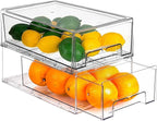 bealy 2 Pack Stackable Clear Storage Drawer, Refrigerator Organizers and - Image 7