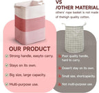 CLHMILY&Z 75L Laundry Hamper Rectangular Pink Rope Basket - Image 6