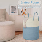 Large Woven Laundry Basket Hamper, 80L Cotton Rope Storage Bin - Image 3