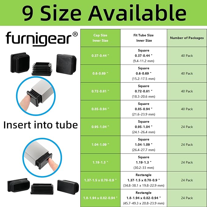 Furnigear Plastic Plugs Tubing End Cap Chair End Caps Outside Bottom Tubing - Image 7