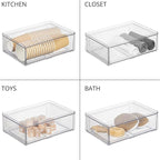 mDesign Plastic Wide Stackable Kitchen Storage Organizer Bin Containers - Image 7