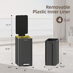 Stainless Steel Trash Can with Soft Close Lid, 15 Liter/4 Gallon Garbage Can - Image 6