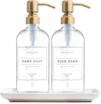 Vine Creations Glass Soap Dispenser, 2 Pack Kitchen Soap Dispenser Set by VineCreations