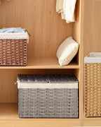 Storage Basket with Lid Rattan Storage Basket with 2 Separate Lid, 27.8 Gallon - Image 7
