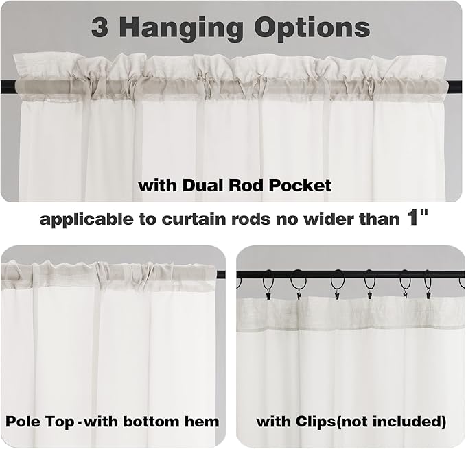 Chyhomenyc Ivory Sheer Window Curtain Panels 45 Inch, Light Filtering Solid - Image 3
