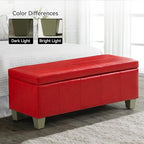 41" Faux Leather Storage Ottoman, Stitch Tufted Rectangle Upholstered End of - Image 8