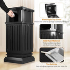 BEAMNOVA Trash Can Outdoor Top Tray Black Stainless Steel Commercial Garbage - Image 4