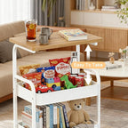 Rolling Cart with Wooden Tabletop 3-Tier Metal Utility Rolling Cart Storage - Image 7