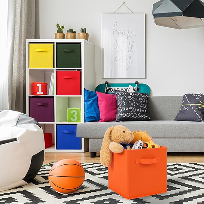 Stero 13x13x13 Inch Fabric Storage Bins 6 Pack Fun Colored Durable Storage Cubes - Image 4