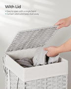 SONGMICS Laundry Hamper with Lid, 17.2 Gallon Synthetic Rattan Clothes Laundry - Image 3