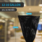 Home and Kitchen Durable Black Trash Bags, 12-16 Gallon, Strong and Puncture - Image 2