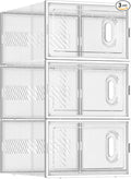 BALEINE 3 Pack Stackable Shoe Storage Boxes Fit Size 9, Thickened Clear Shoe by BALEINE