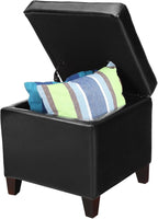 Adeco Storage Ottoman Foot Rest Stool, Leather Ottoman Footstool - Image 10