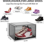 Large Shoe Boxes Clear Plastic Stackable, 8 Pack Drop Side Shoe Storage Boxes - Image 2