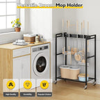 BORISI Broom And Mop Holder, Movable Broom Closet Storage Cabinet, Cleaning Cart - Image 3