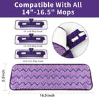 16.5 inch Mop Pads Refills, 3 Pack Microfiber Reusable Replacement Mop Pads - Image 2