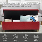 Faux Leather Ottoman with Storage, Rectangular Extra Long Storage Bench - Image 5