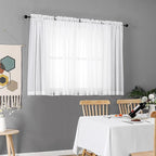 Chyhomenyc White Sheer Curtains 45 Inch Long 2 Panels, Short Voile Drapes - Image 2