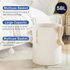 Fiona's magic Woven Rope Laundry Hamper, Tall Laundry Basket - Image 5
