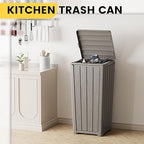 Outdoor Trash Can with Lid, Waterproof Resin Garbage Can with Tiered Lid - Image 3