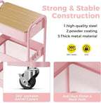 3 Tier Rolling Cart with Table top, Metal Rolling Utility Cart, Sturdy Storage - Image 5