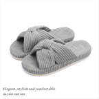 Chantomoo Slippers for Women Memory Foam House Bedroom Corduroy Bow Crossbands - Image 6