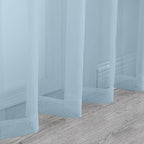 Chyhomenyc Light Blue Sheer Curtains 63 Inch Length 2 Panels, Light Filtering - Image 8
