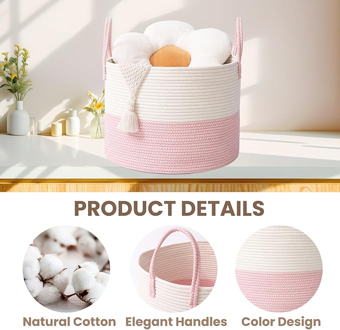 Woven Blanket Basket, 115L Large Rope Storage Bin - Image 3