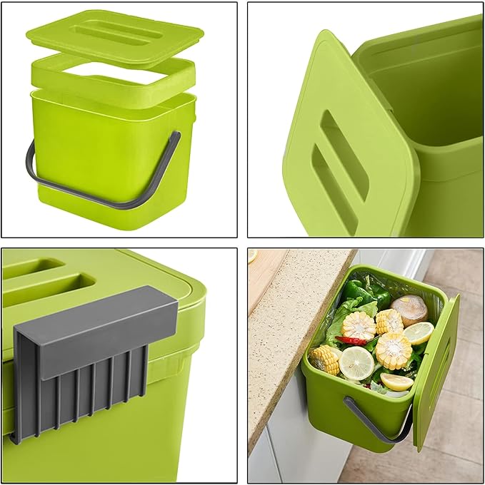 LALASTAR 1.8 Gallon Hanging Trash Can, Compost Bin Indoor Kitchen Sealed - Image 5