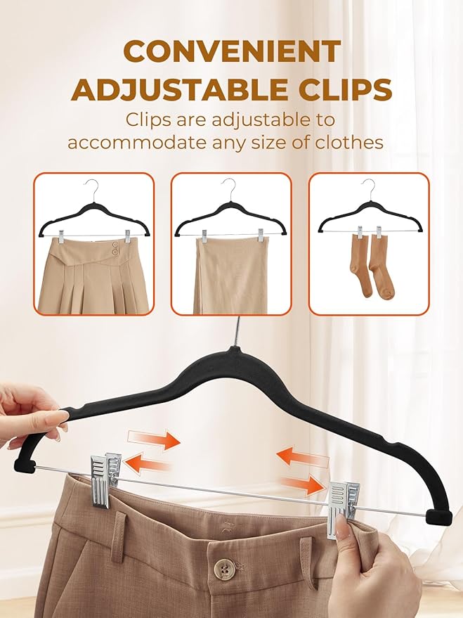 HOUSE DAY Velvet Skirt Hangers 36 Pack, Space Saving Slim Shorts Hanger - Image 5