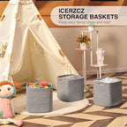 11 Inch Cube Storage Bins, Storage Cube Organizer Bins, Woven Cotton Rope Basket - Image 6