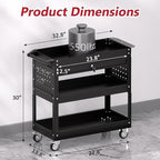 3 Tier Rolling Tool Cart on Wheels, Heavy Duty Service Cart Industrial Utility - Image 3