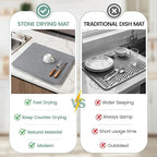 Large Stone Dish Drying Mats for Kitchen Counter, Super Absorbent Fast Drying - Image 5