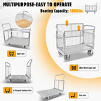 Platform Truck Cart with Cage, 6 in1 Foldable Flatbed Cart Heavy Duty Push Cart - Image 2