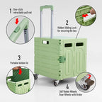 Folding Utility Cart Portable Rolling Crate Handcart Foldable Shopping Trolley - Image 3