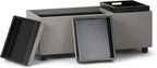 SIMPLIHOME Avalon 42 inch Wide Contemporary Rectangle Storage Ottoman in Cloud - Image 4