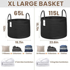 Woven Blanket Basket, 115L Large Rope Storage Bin - Image 2