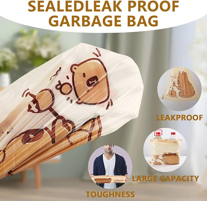 VOK 8 Gallon Trash Bags with Capybara Printed, Drawstring Medium Garbage Bags - Image 5