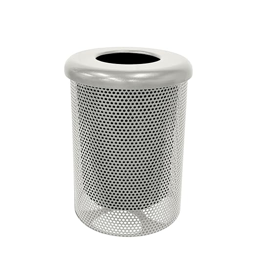 COATEDOUTDOORFURNITURE RFT-P-Gry Heavy Duty Round Trash Receptacle by CoatedOutdoorFurniture