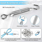 Turnbuckles for Cables Wire, 1/8" X 100Ft Blue PVC Coated Wire Rope Kit - Image 4