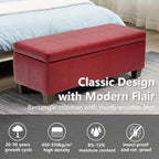 Faux Leather Ottoman with Storage, Rectangular Extra Long Storage Bench - Image 6