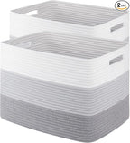 Storage Baskets for Organizing, 2 Pack Woven Basket for Storage, Rectangle by SIXDOVE