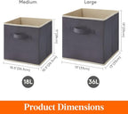 Lifewit Collapsible Fabric Storage Cubes Bins Set 11 Inch, Foldable Cubby - Image 2