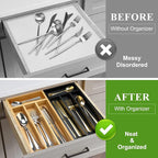Small Wooden Silverware Organizer Tray Narrow Kitchen Drawer Dividers Utensil - Image 5
