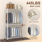 Clothes Rack, Clothing Rack for Hanging Clothes, 3 Tiers Adjustable Heavy Duty - Image 4