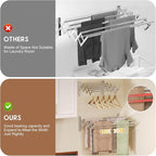 X-cosrack Wall Mounted Clothes Drying Rack, Wide Large Rustproof Retractable - Image 3