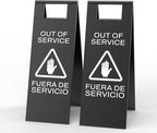 Stainless Steel Out of Service Sign Portable Foldable Sign 2-Pack by CrazyAnt